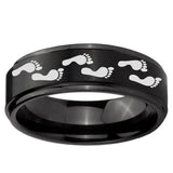 5, 8mm Foot Print Step Edge Brush Black Tungsten Ring