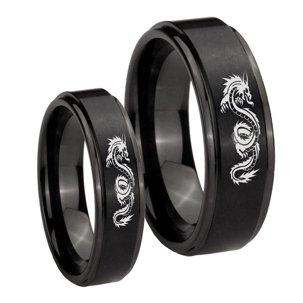 Dragon Step Edges Brush Black Tungsten His and Hers