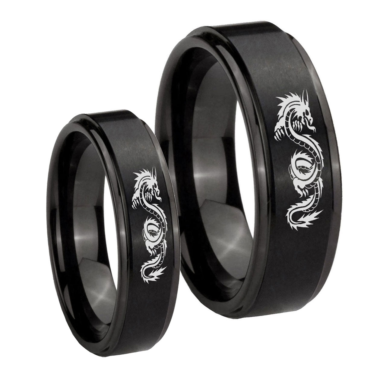 Dragon Step Edges Brush Black Tungsten His and Hers