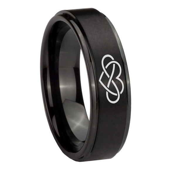 8mm-Infinity-Love-Step-Edges-Brush-Black-Tungsten-Carbide-Anniversary-Ring