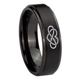 10mm-Infinity-Love-Step-Edges-Brush-Black-Tungsten-Carbide-Engraved-Ring