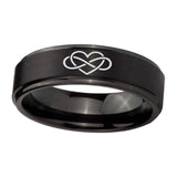 10mm-Infinity-Love-Step-Edges-Brush-Black-Tungsten-Carbide-Engraved-Ring