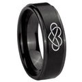 10mm Infinity Love Step Edges Brush Black Tungsten Carbide Engraved Ring