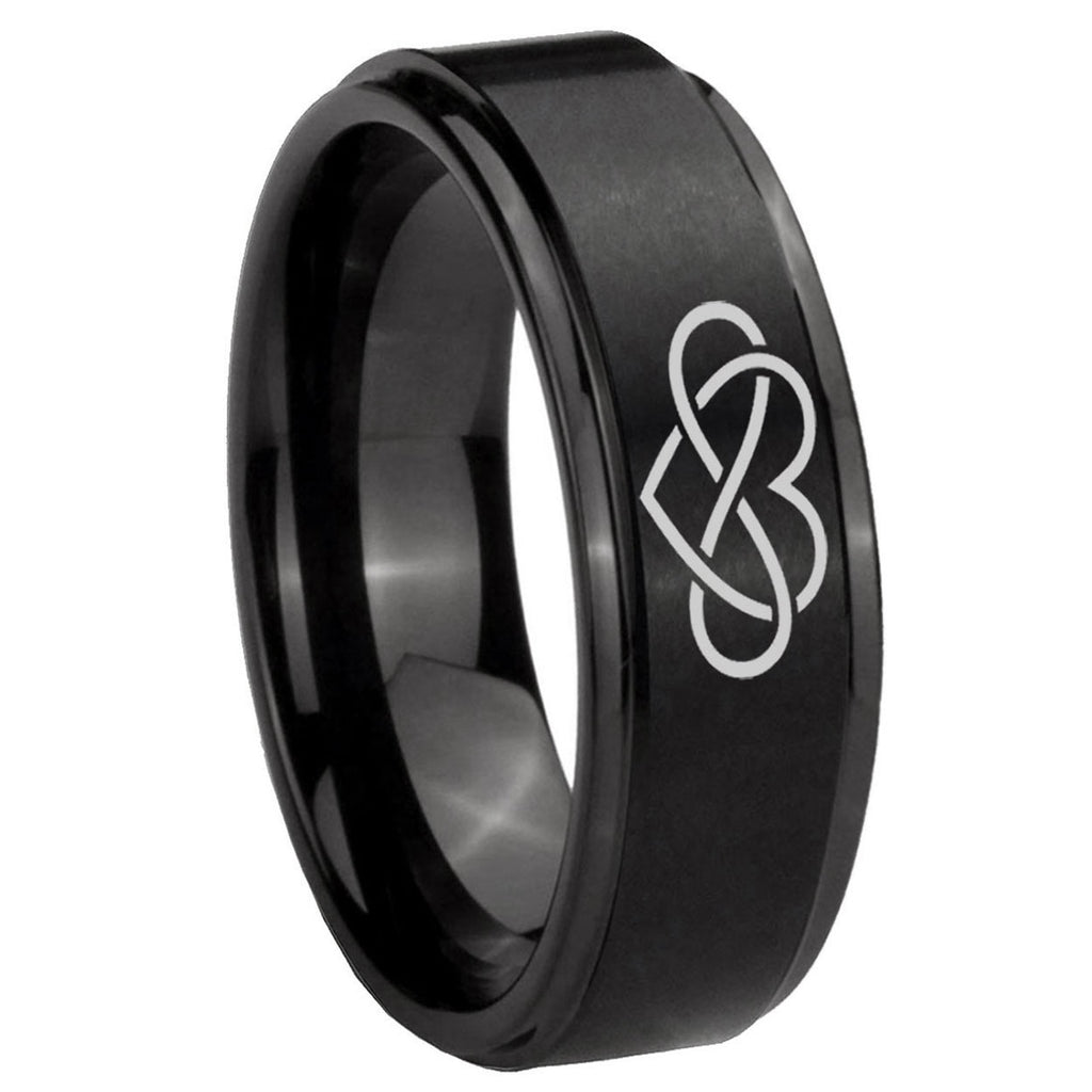 Roman Numeral Tungsten Carbide His Hers Ring Set