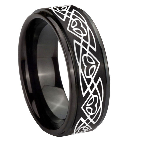 10mm-Celtic-Braided-Step-Edges-Brush-Black-Tungsten-Men's-Promise-Rings