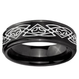 5, 8mm Celtic Braided Step Edge Brush Black Tungsten Ring