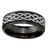 10mm-Celtic-Knot-Step-Edges-Brush-Black-Tungsten-Men's-Promise-Rings
