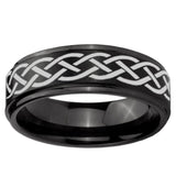 5, 8mm Celtic Knot Step Edge Brush Black Tungsten Ring