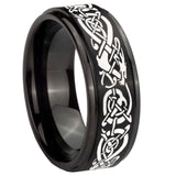 10mm-Celtic-Knot-Dragon-Step-Edges-Brush-Black-Tungsten-Men's-Engagement-Band