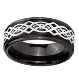 10mm-Celtic-Knot-Step-Edges-Brush-Black-Tungsten-Carbide-Mens-Engagement-Ring