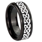 10mm-Celtic-Knot-Love-Step-Edges-Brush-Black-Tungsten-Men's-Promise-Rings