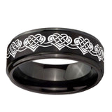 10mm-Celtic-Knot-Heart-Step-Edges-Brush-Black-Tungsten-Men's-Promise-Rings
