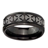 10mm-Medieval-Cross-Step-Edges-Brush-Black-Tungsten-Men's-Promise-Rings