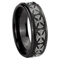 10mm Medieval Cross Step Edges Brush Black Tungsten Men's Promise Rings