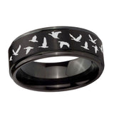 10mm-Flying-Geese-Hunting-Step-Edges-Brush-Black-Tungsten-Men's-Promise-Rings