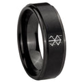 8mm Stigma Sangrando Berserk Inspired Step Edge Black Tungsten Male Ring