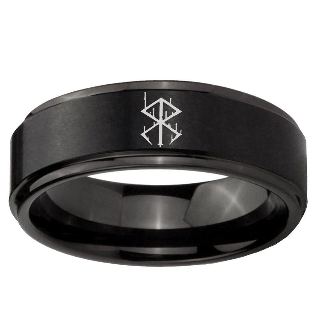 5mm Stigma Sangrando Berserk Inspired Step Edge Black Tungsten Male Ring