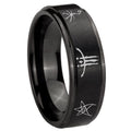 8mm Blackborne Caryll Runes Step Edge Black Tungsten Male Ring