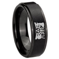 8mm Zelda Link Step Edge Black Tungsten Male Ring