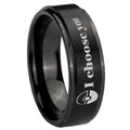 8mm Pokeball Pokemon Step Edge Black Tungsten Male Ring