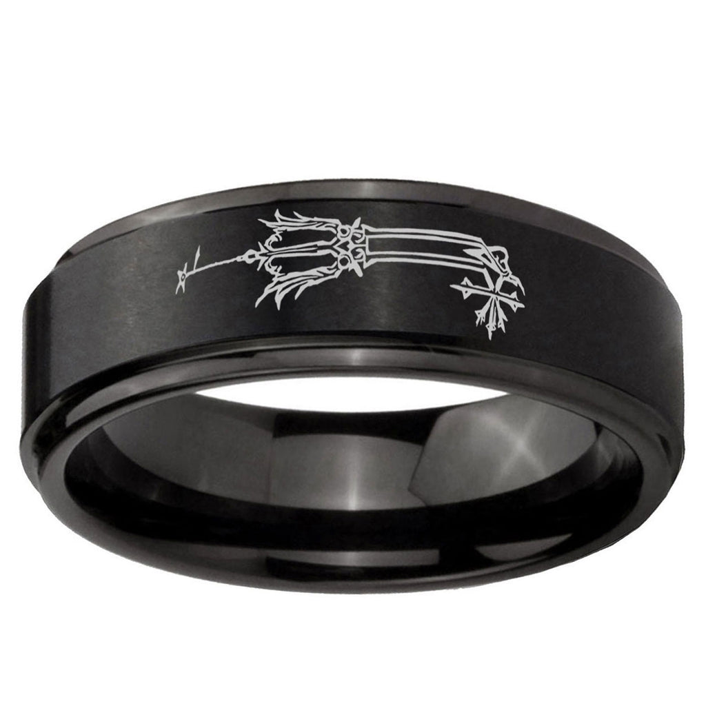 5mm Geekery Oathkeeper Kingdom Hearts Step Edge Black Tungsten Male Ring