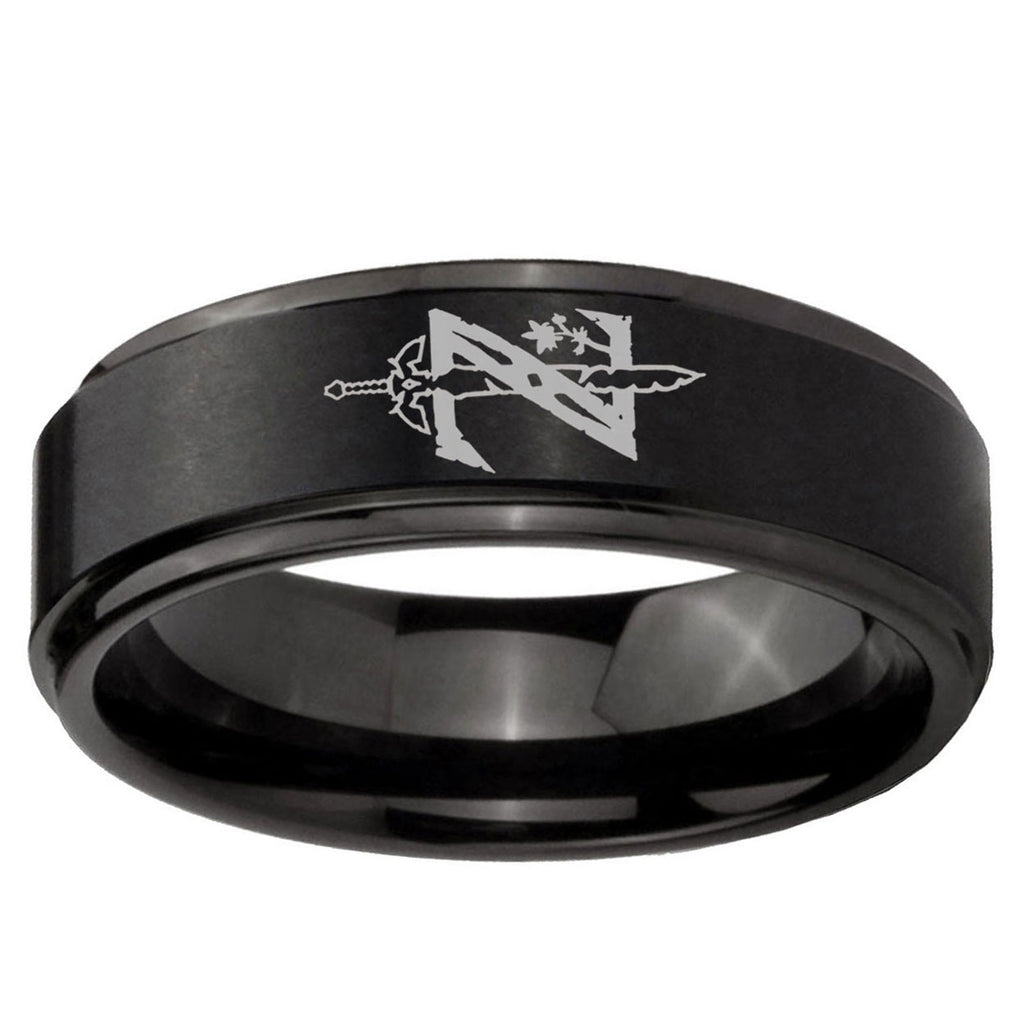 5mm Zelda Breath Of The Wild Step Edge Black Tungsten Male Ring