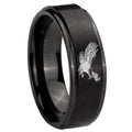 8mm Flying American Eagle Step Edge Black Tungsten Male Ring