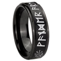 8mm Viking Step Edge Black Tungsten Male Ring