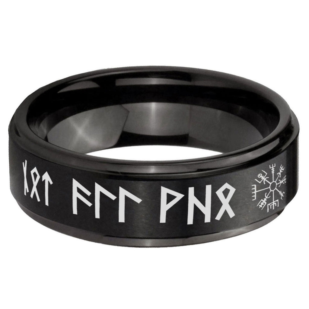 5mm Viking Step Edge Black Tungsten Male Ring