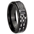 8mm Circuit Board Step Edge Black Tungsten Male Ring