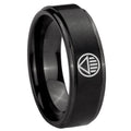 8mm Black Lantern Step Edge Black Ring For Men Fashion