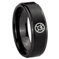8mm Orange lantern Step Edge Black Tungsten Male Ring
