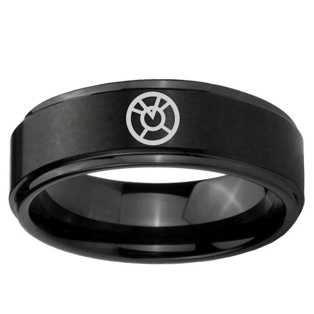 5mm Orange lantern Step Edge Black Tungsten Male Ring