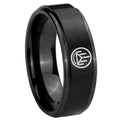 8mm Silver Lantern Step Edge Black Tungsten Male Ring