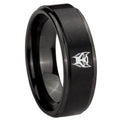 8mm Transformers Insignias Step Edge Black Tungsten Male Ring
