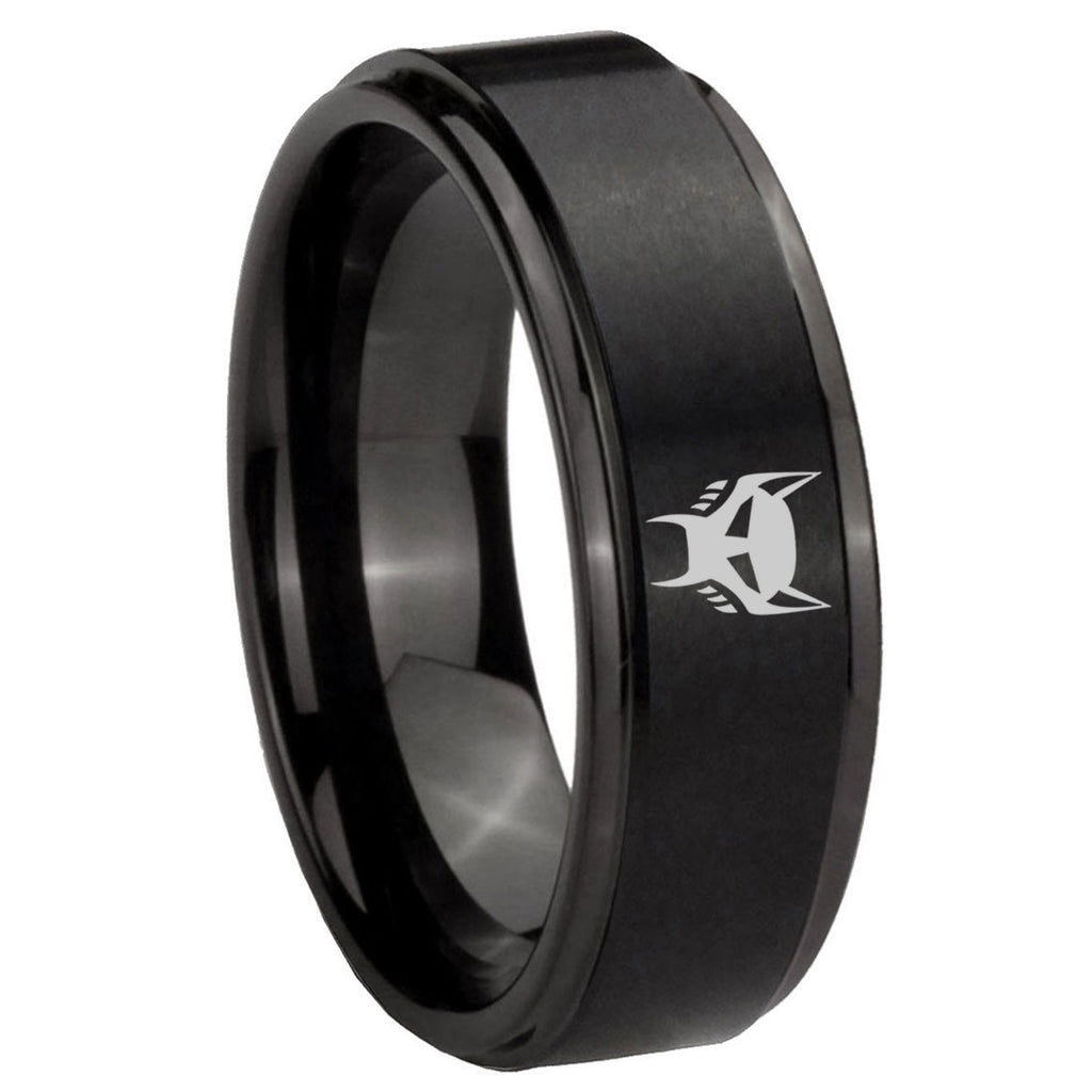 8mm Transformers Maximal Step Edge Black Tungsten Male Ring