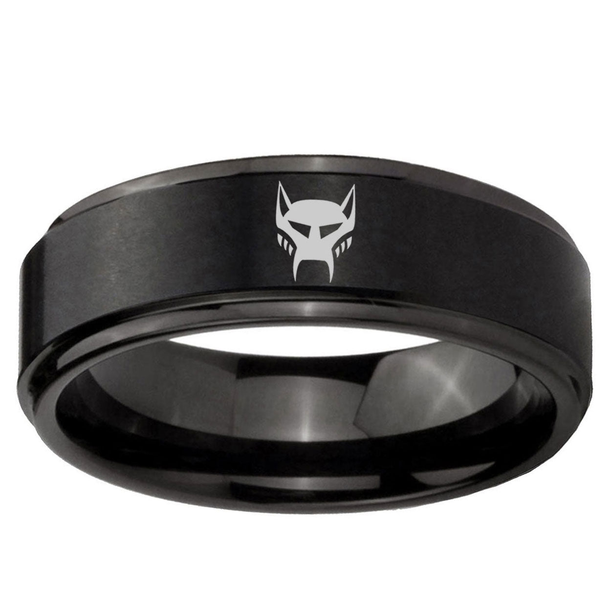 5mm Transformers Maximal Step Edge Black Tungsten Male Ring