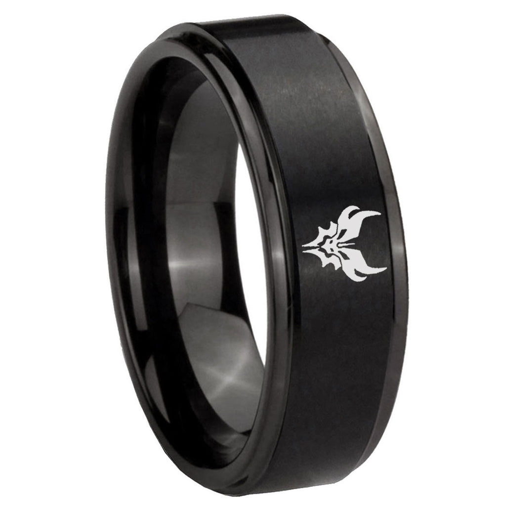 8mm Transformers Shatterback Step Edge Black Tungsten Male Ring