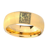 8mm-Dome-Gold-Tungsten-Floral-Initial-Letter-U,-Monogram-Wedding-Ring
