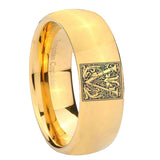 8mm-Dome-Gold-Tungsten-Floral-Initial-Letter-V,-Monogram-Wedding-Ring