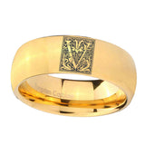 8mm-Dome-Gold-Tungsten-Floral-Initial-Letter-V,-Monogram-Wedding-Ring