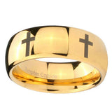 10mm-Crosses-Dome-Gold-Tungsten-Carbide-Men's-Engagement-Band