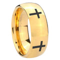 10mm Crosses Dome Gold Tungsten Carbide Men's Engagement Band