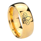10mm-Fleur-De-Lis-Dome-Gold-Tungsten-Carbide-Wedding-Band-Mens