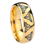 8mm-Celtic-Triangles-Dome-Gold-Tungsten-Carbide-Wedding-Engraving-Ring