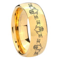 8MM Irish Claddagh Dome Polish Gold Tungsten Engrave Man Ring