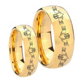 Irish Claddagh Dome Gold Tungsten Wedding Ring Set