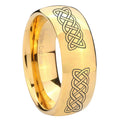 8MM Celtic knot Dome Polish Gold Tungsten Mens Wedding Rings