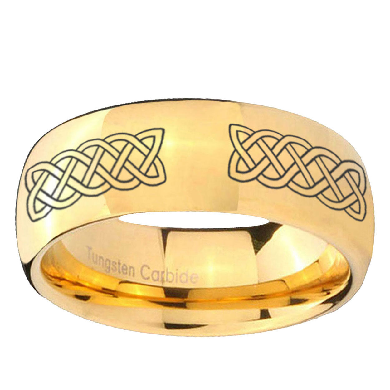 5MM Celtic knot Dome Polish Gold Tungsten Mens Wedding Rings