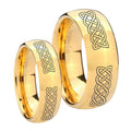 Celtic Knot Dome Gold Tungsten Bridal Ring Sets